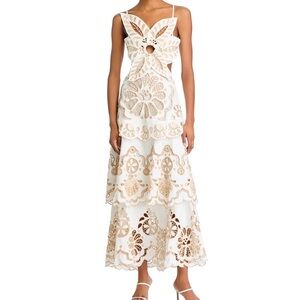 Farm Rio White Floral Richelieu Eyelet Maxi Dress size large